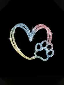 1pc Dog Paw Heart Shaped Sticker, Pet Love Cat & Dog, Shiny Reflective Car Sticker, Window Decor, Motorcycle Sticker, Laptop Cartoon Fashion Sticker - A - View 7