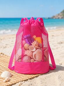 Large Mesh Beach Tote Bag/Backpack, Durable And Sand-Proof, Drawstring Closure Design, Suitable For Storing Swimming Gear, Pool Toys, Balls, Etc., Effectively Isolates Sand And Moisture, Essential For Camping, Travel And Vacation - Multicolor - View 21