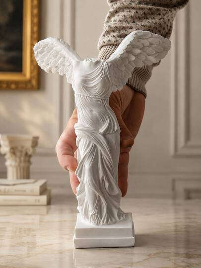 Greek Goddess Winged Victory Statue (Winged Victory Of Samothrace) White Resin Art Collectible Sculpture Roman Louvre Winged Victory Statue Home Coffee Table Bookshelf Desktop Living Room Decor