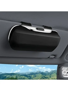 Portable Car Glasses Case, Universal Car Sun Visor Glasses Holder, Button Switch, Suitable For All Glasses Storage, 3 Colors Available - A - View 5