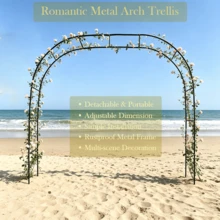 Outdoor Flower Garden Arch Trellis 7.8Ft High X 4.6Ft Wide, Metal Garden Pergola Arbor For Climbing Plants, Black - B - View 2
