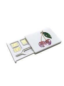 Crystal Cherry Print Card Holder, SIM Card Pin Slot, Comes With SIM Card Pin. Cherry Print Portable SIM Card Storage Box, Phone Card Holder, SIM Card And SD Card Storage Box, Travel Storage Box, Compact And Lightweight, Anti-Loss And Durable, Anti-Drop And Durable, Suitable For Smartphones, Tablets And Other Devices, Can Store SIM Card/SIM Card Pin, Ideal Choice For Storing Backup SIM Card When Changing Phone Number, Also A Great Gift. - Multicolor - View 13