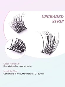 FindLove 36 Clusters Pre-Glued Brown Natural False Eyelashes, D Curl 3D Fluffy & Wispy 10-14mm Natural Style, Long-Lasting Wear, No Glue Needed, Soft & Voluminous Makeup Tool - D - View 5