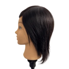 Cabeza de práctica de cabello humano completo de 6 pulgadas para principiantes, herramienta de entrenamiento de corte de cabello corto, herramienta de práctica de peluquería - Multicolor - Ver 4
