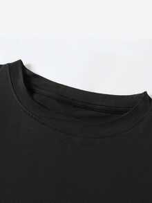 Graphic Cotton T-Shirt Double-Sided Printed T-Shirt, Unisex,Casual Men's Cotton T-Shirt. Y2K,Oversize Plus Size Men's S To 5XL,Summer Tee - 黑1 - 查看 3