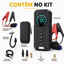 Calibrador Compressor de Ar Portátil Bomba Elétrica 12V 110V 220V Automática para Carro Moto Bicicleta Veicular Pneus Chupeta - A - Visão 4