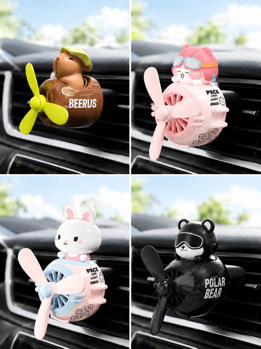 汽車出風口香氛夾,可愛卡通飛行員汽車擴香器,附旋轉螺旋槳出風口風扇,精油汽車香氛擴香裝飾,汽車內飾裝飾配件,適合女性與男性的可愛禮物 - A - 查看 1