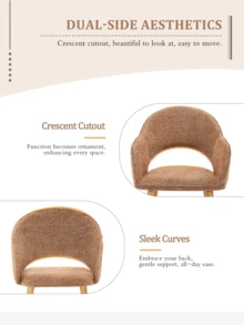 Goeurvant Modern Crescent-Back Upholstered Dining Chairs With Armrests And Solid Wood Legs For Dining Room, Living Room, Study - Set Of 2 / Set Of 4 / Set Of 6-Orange Chenille - 橘色 - 查看 3