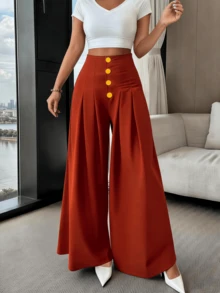 Women Pants - 鐵鏽紅 - 查看 3
