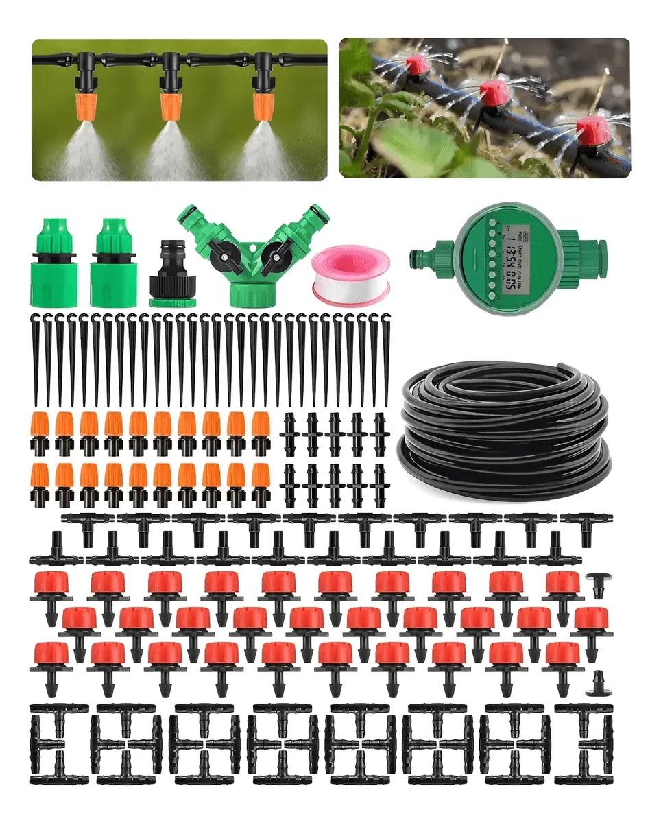 Sistema De Riego Automatizado Con Cronometro 50m 257pzs Kit - A - Ver 1
