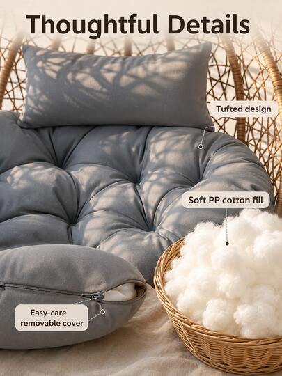 Modern Nordic Style Rocking Chair Cushion/Hanging Chair Cushion/Swing Cushion - UV Resistant, Comfortable Fabric, Multiple Colors Available, Suitable For Various Scenes, Machine Washable Polyester With Zipper, Comfortable Outdoor Cushion (Chair Not Included), Garden Chair Cushion
