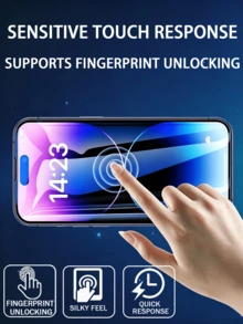 6pcs Full Coverage Screen Protector, Compatible With IPhone 17 Pro Max 16 Pro Max 15 Pro Max 16Plus 15Plus 14 13 12 11 Pro Max 13Mini 12Mini Xs Max XR 8 7 6 8Plus 7Plus 6Plus Se3 Se2, Black Edge Tempered Glass Film, Compatible With Phone Case, High Definition Transparent - Clear - View 5