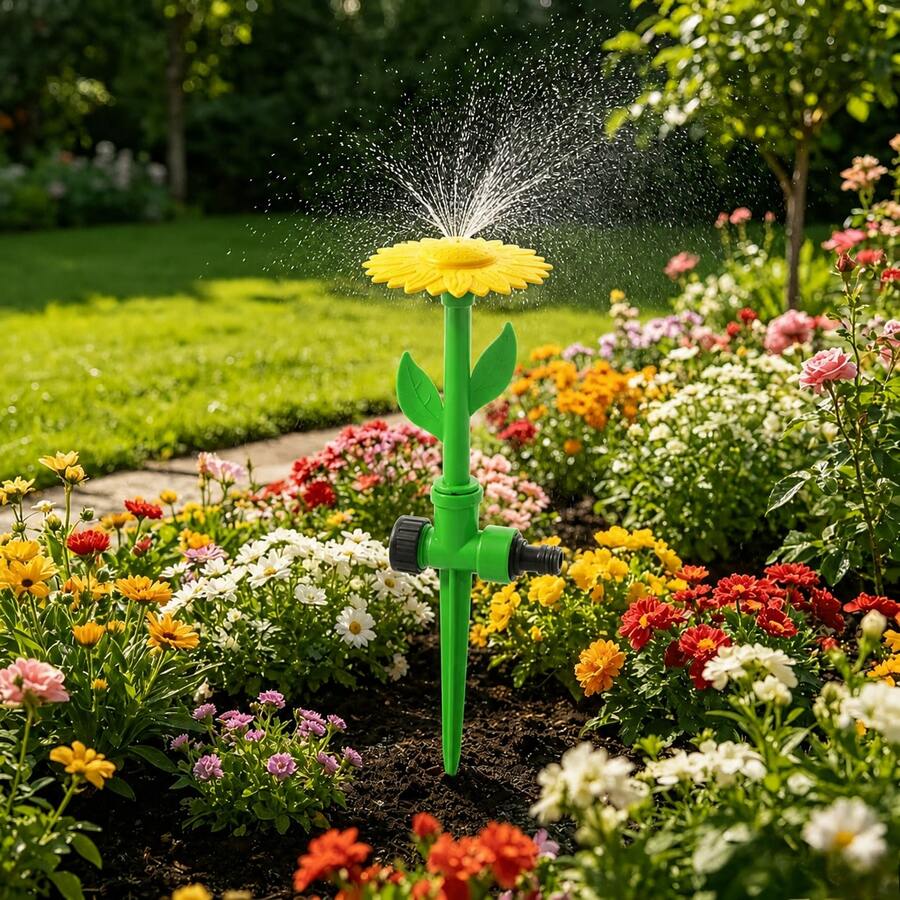 2pcs Sunflower Watering Nozzle, Garden Sprinkler, Garden Ground Plug-In Flower Watering Plug, Water And Fertilizer Integrated Irrigation Accessory, 360-Degree Rotatable Garden Sprinkler, Automatic Irrigation System - Multicolor - View 1