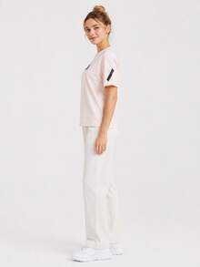 Adidas True Healing 系列運動服飾 Black Label 制服 純棉運動休閒落肩短袖女款T恤 - 卡其色 - 查看 8