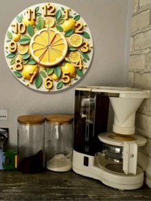 Round Wall Clock, Fresh Summer Lemon Slice Pattern, Bright Colors, Silent No Ticking, Suitable For Home Decor And Gifts, Requires AA Battery (Not Included) - Multicolor - View 4