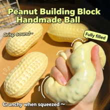 Peanut Handmade Squish Ball, Crispy Squeaky Block Squishy & Block Peanut Squishy Fidget Toy, Trending Stress Relief Toy, Soft Portable Squeeze Squishies For Classroom Room Decor, Back To School Gift For ASMR & ADHD Users - Multicolor - View 2