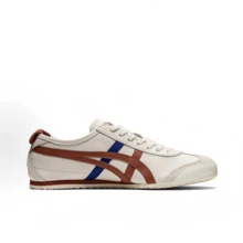 Asics Authentic Onitsuka Tiger Mexico 66 Leather Sneakers - White/Blue/Red Classic Low-Top | Premium Japanese Heritage Footwear | Slim-Profile Lightweight Trainers - 米色 棕色 藍色 - 查看 2