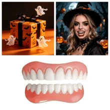 1 Set Dekorasi Gigi Plastik (Hanya untuk Dekorasi) Cocok untuk Pesta Halloween, Pertunjukan, dan Cosplay - Merah - tas dan kotak plastik - View 3