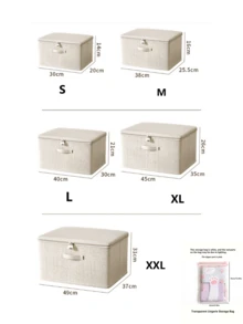 Breathable Linen Storage Box, Foldable Zippered Storage Bin, Stackable Clothing, Bedding And Bedroom Organizer Container,Bedroom Room Decor,Back To School - Multicolor - View 9
