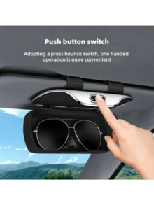 Portable Car Glasses Case, Universal Car Sun Visor Glasses Holder, Button Switch, Suitable For All Glasses Storage, 3 Colors Available - A - View 6