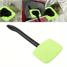 Universal Windshield Cleaning Brush With Detachable Microfiber Pad, Defogging Squeegee, Suitable For Windshield, Rearview Mirror, Car Window, Bathroom Glass And Home Corner Glass Cleaning Tool, Ergonomic Handle, Suitable For Drivers, Car Owners, Families And Commuters - Multicolor - View 7