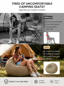 1pc Portable Folding Slouchy Sofa With Soft Cushion Seat And Backrest - Lightweight Outdoor Flocked Bean Bag Inflatable Sofa, Suitable For Camping, Garden, Picnic And Outdoor Activities - Durable Oxford Fabric, Aluminum Alloy Frame, Easy To Carry, Perfect Gift For Halloween And Christmas, Foldable Beach Chair, Camping Seat, Garden Leisure, Sturdy Structure - Multicolor - View 9