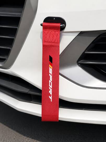 1 buah Tali Derek Mobil Universal Gaya Sport dengan Trim Dekoratif, Anyaman Nilon Kekuatan Tinggi, Desain Cetak "SPORT", Pemasangan Mudah, Cocok untuk Sebagian Besar Gril Bumper Depan Mobil, Aksesori Modifikasi Eksterior yang Menarik Perhatian, Tersedia Warna Hitam dan Merah