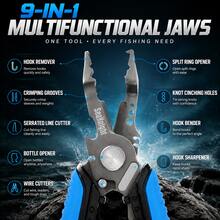 SeaKnight Multifunctional Fishing Pliers 9-In-1 Stainless Steel Fish Line Cutter Hook Remover Saltwater Resistant Fishing Tool With Retractable Lanyard - Blue - View 3