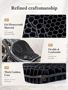 Motorcycle Seat Cushion, Gel 3D Honeycomb Seat Pad, Long Distance Riding Shock Absorption Breathable Cooling Pressure Relief, With Breathable Mesh And Fluffy Cover, All Season Universal, Anti-Slip Fit For Cruiser, Scooter, Electric Bike, ATV, Comfortable Gift For Men - A - View 11