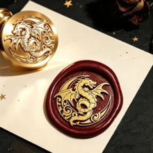 BAOFALI 龍紋蠟封黃銅印章頭 25mm - 龍 - 查看 1