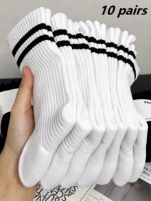 20/15 Pairs Moisture-Wicking, Breathable Casual Knit Socks, Invisible Socks Unisex, Solid Color Yoga/Sports Socks, Available In 5/10/15/20 Pairs - White - View 18