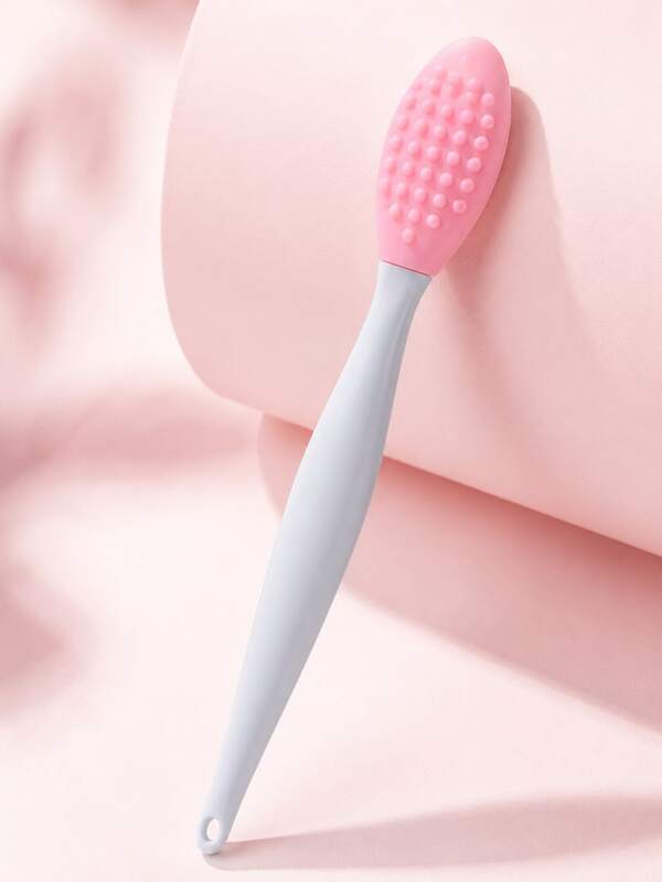 1pc 2-In-1 Silicone Facial Cleansing Brush, Gentle Nose And Lip Exfoliating Tool, Soft Double-Sided Facial Exfoliating Brush, Formaldehyde-Free, Fragrance-Free, Suitable For Blackhead And Nose Hair Removal, Gentle Cleansing, ABS Plastic Handle, Suitable For All Skin Types