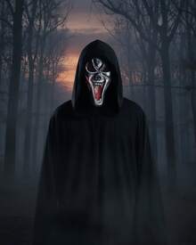 Cosplay de Halloween + Máscara Caveira Vampiro Monstro Pânico Terror Fantasia - Vampiro prata - Visão 4