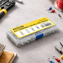 Kit Terminal Olhal 200 Peças Pré-Isolado PVC Anti-chamas Cobre Estanhado com Estojo Organizador - Prata - Visão 7