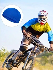 1/2pcs Cool Skull Cap, Cycling/Running Sweat-Absorbing Warm Hat, Unisex, Helmet Liner/Bald Cap - Multicolor - View 7