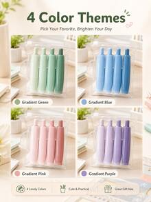 4 buah/Paket Pita Perekat Dua Sisi Gradien Warna-warni, Daya Rekat Kuat, Bagian Belakang Datar, Cocok untuk Foto, Stiker, dan Kerajinan Kertas, Perlengkapan Kantor Penting untuk Kembali ke Sekolah - Set - View 1