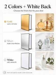 Foldable Self-Standing Photography Reflector, Double-Sided Gold/White Or Silver/White Light Reflecting Card, A3/A4 Desktop Light Shaping Board, Suitable For Jewelry, Perfume, Cosmetics And Product Photography - View 2