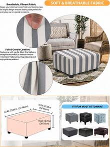 1pc Elastic Rectangular Footstool Cover Printed Footstool Slipcover For Furniture Protection With Non-Slip Elastic Bottom - Multicolor - View 2