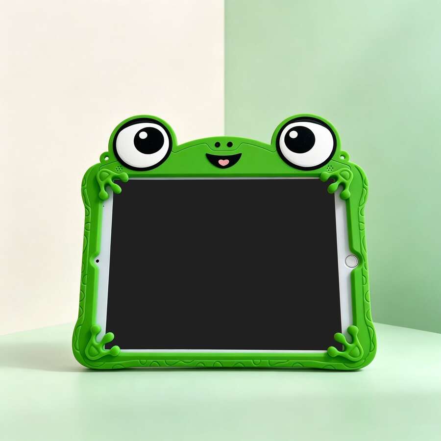 1件可愛青蛙矽膠保護殼,適用於 iPad 11 (A16)、7/8/9、2022 Apple Air 5/4/3、第9代 10.2、Pro 11、2024 Mini 7、新 Air 6、A7/8/9 - 綠色 - 查看 1