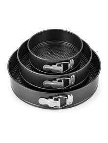 Powcan Non-Stick Round Springform Cake Pan, Silver Quick-Release Cheesecake Baking Mold, Detachable Bottom Baking Mold, Available In Single Size And 4-Piece Set, Suitable For Layer Cakes, Mousse, Pizza, Birthday Parties And Home Baking - View 5