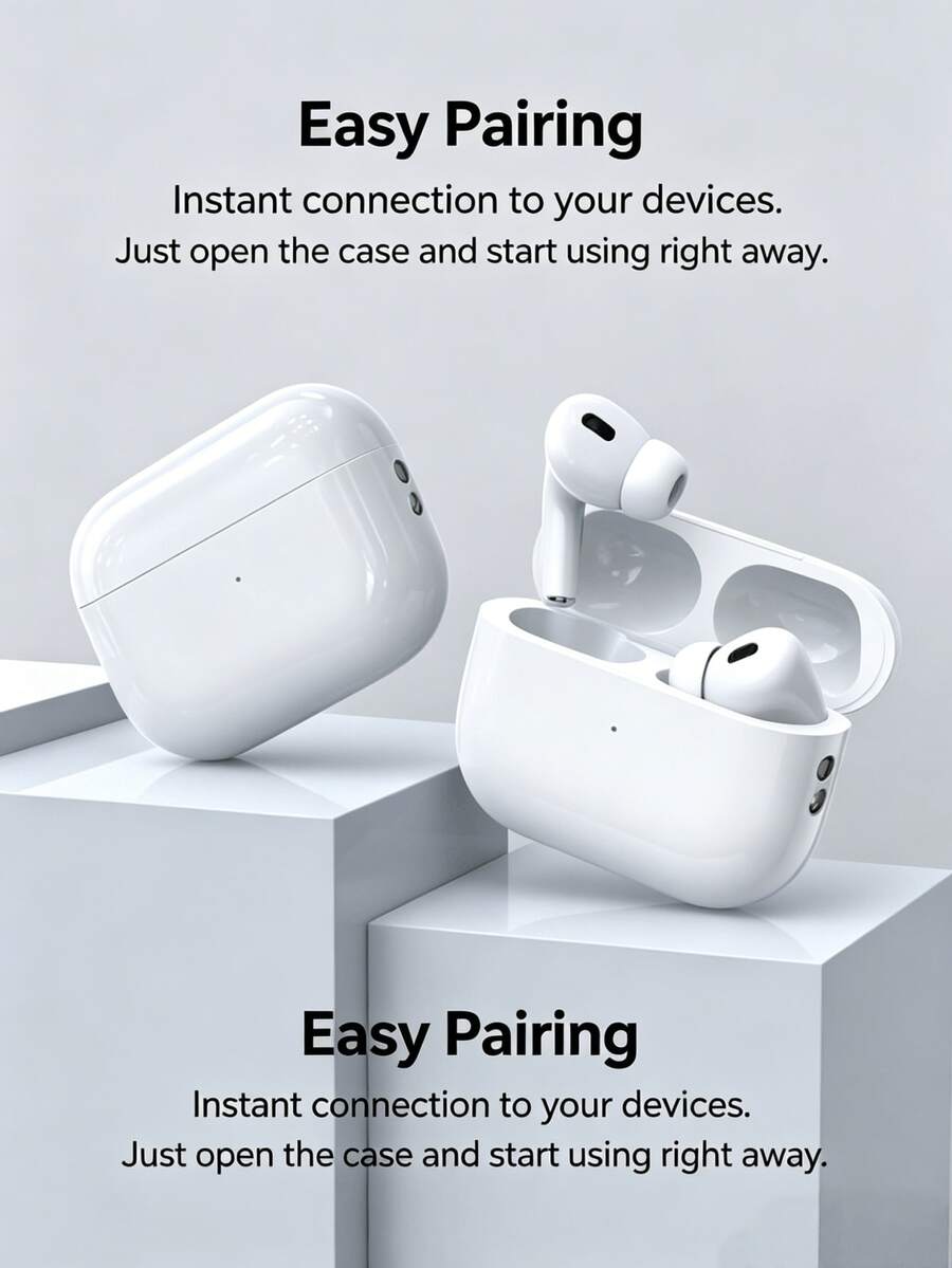 Auriculares inalámbricos, diseño intraural, cancelación de ruido, calidad de sonido estéreo Hi-Fi, latencia cero, control táctil, adecuados para deportes, compatibles con Android/iOS y otros teléfonos inteligentes - Blanco - Ver 1