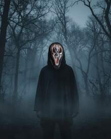 Cosplay de Halloween + Máscara Caveira Vampiro Monstro Pânico Terror Fantasia - Vampiro prata - Visão 3