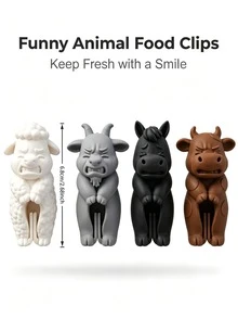 創意 3D 動物小隊零食密封夾，多款可愛寵物羊羔與小牛 3D 氣密夾，食品包裝袋防潮保鮮夾，廚房零食袋密封工具，可愛居家日常使用小禮物 - 多色 - 查看 3