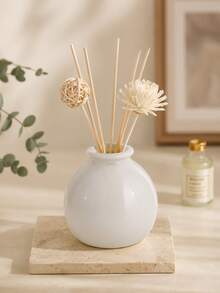 1pc Ins Minimalist Bright White Round Rattan Aromatherapy Bottle, Light Bulb Shaped Fragrance Container, Neutral Home Bedroom Desktop Fragrance Decor Gift - Small White Jar Aroma Diffuser Bottle - View 11