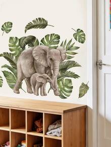 Wind Realistic Animal Series Wall Stickers, Removable And Traceless Self-Adhesive Waterproof Stickers, Gorilla Bathroom Sticker, Fridge Makeover Sticker, Elephant Green Plant Living Room Soft Decoration - Wall Stickers - View 8