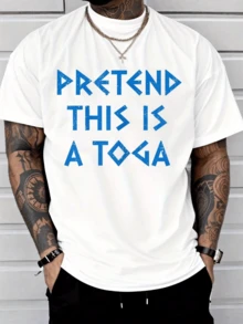 100% Pretend This Is A Toga Party Funny Greek Party Costume T-Shirt Street Hip-Hop Style Men's T-Shirt - White - View 8