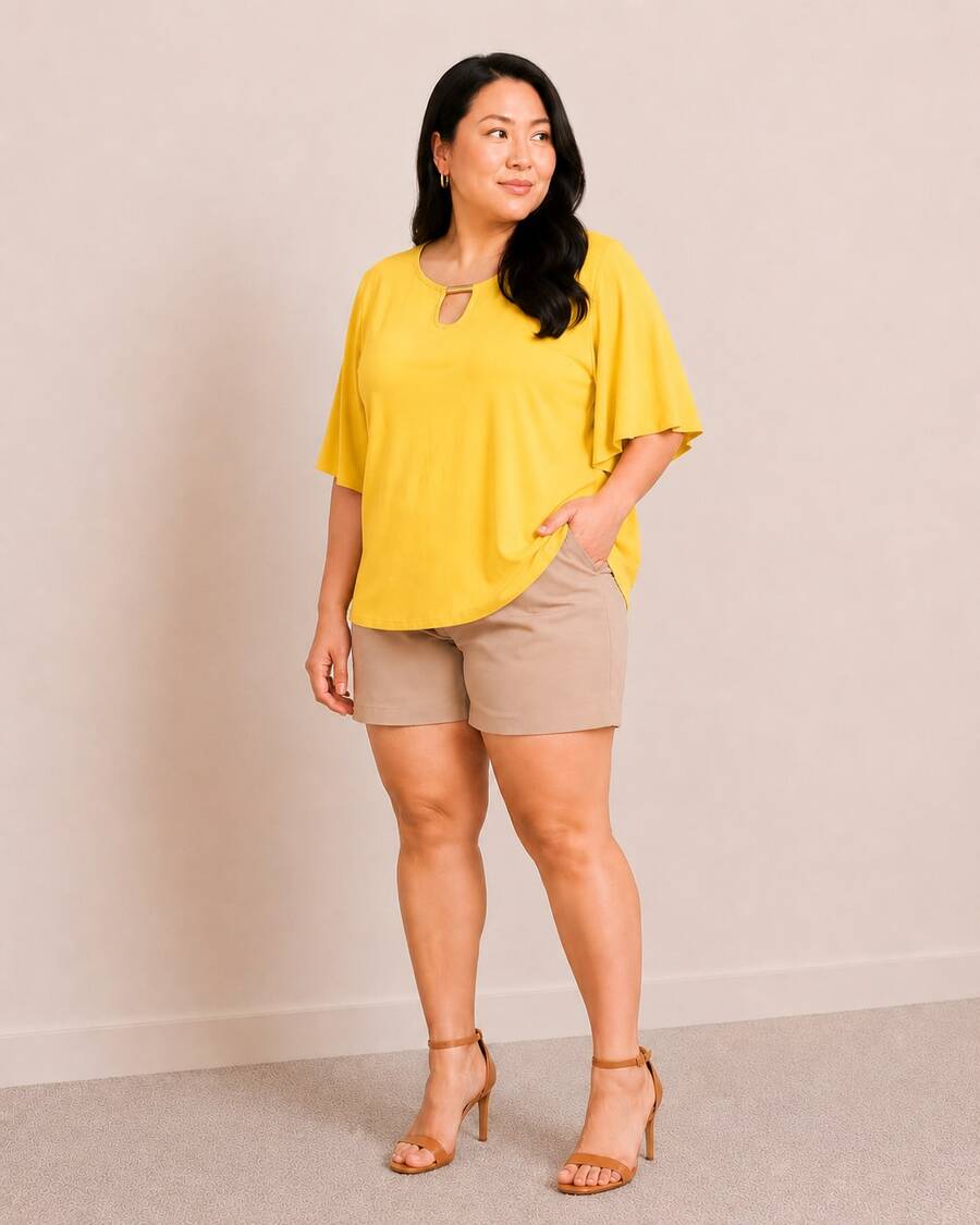Plus Size Blouses - 黃色 - 查看 1