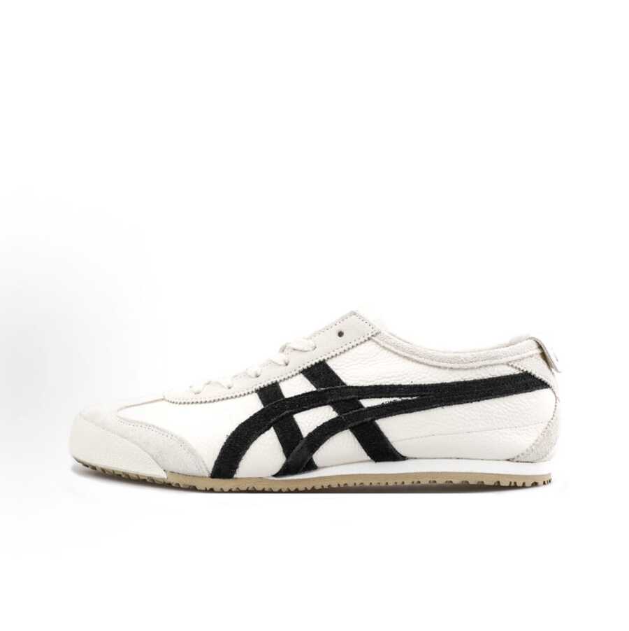 Asics Authentic Onitsuka Tiger Mexico 66 Leather Sneakers - White/Blue/Red Classic Low-Top | Premium Japanese Heritage Footwear | Slim-Profile Lightweight Trainers - 黑白 - 查看 1