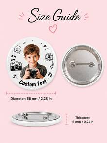 1 pieza Insignia de botón de fotógrafo personalizada con texto personalizado, broche de alfiler redondo con tema de cámara, insignia de foto personalizada con respaldo de metal, mochila linda - Multicolor - Ver 5