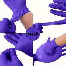 4/50/100pcs Deep Purple Heavy Duty Nitrile Gloves, Elastic Ambidextrous, Anti-Slip Textured Fingertips, Suitable For Home, Beauty Care And Daily Use, Bagged - Dark Purple - View 8